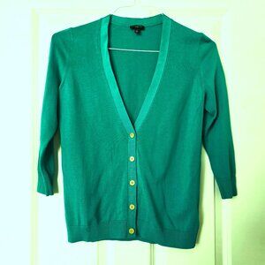 Talbots Green V-Neck 3/4 Sleeve Cardigan